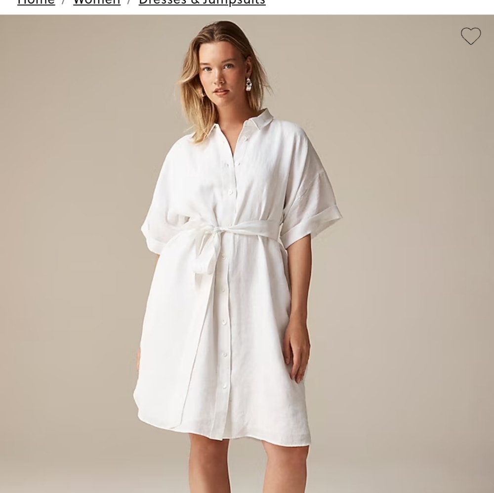 Jcrew Capitaine white button up dress with belt